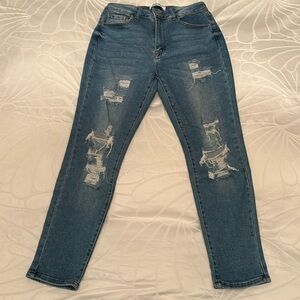 Distressed Blue Jeans